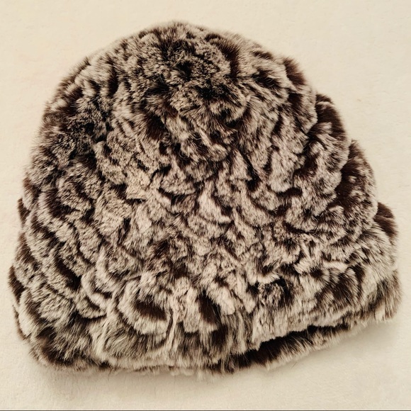100% FUR TOUQUE GENUINE REX RABBIT FUR IN WINTER COCOA - Picture 6 of 6